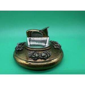 Vintage Evans Gold Tone Rhinestone 1950's Lighter Metal Works Art Deco Flowers